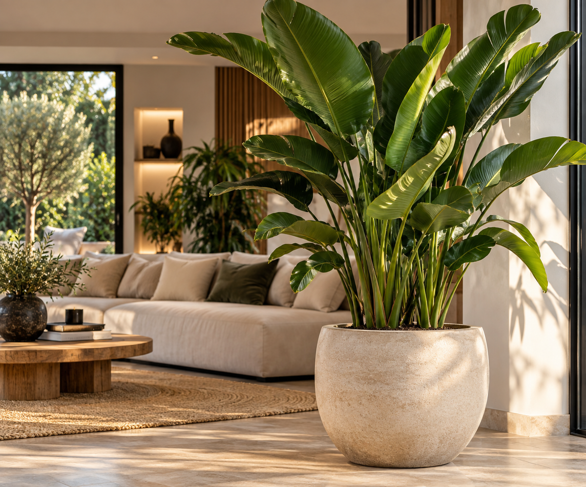 Grote kamerplant in een woonkamer