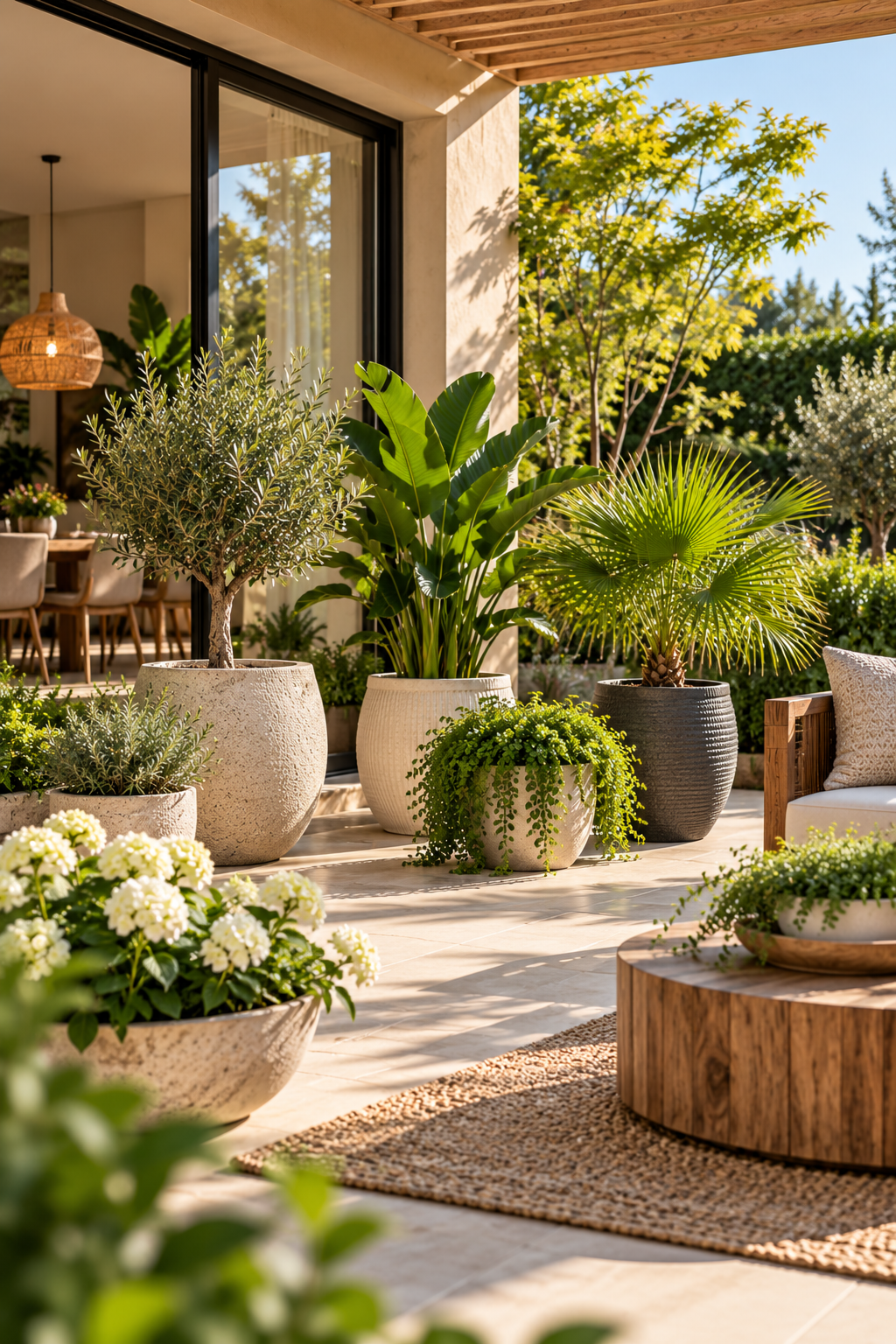 Buitenplanten op een terras