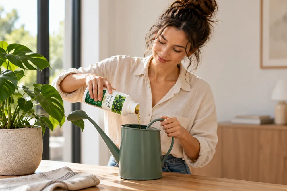 Planten verzorgen in een warm interieur