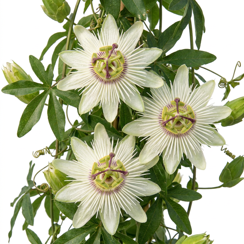 Passiflora caerulea 'Constance Elliott' (passiflore) – blanc – 2 plantes, Ø9 cm, 35 cm de haut – photo 4