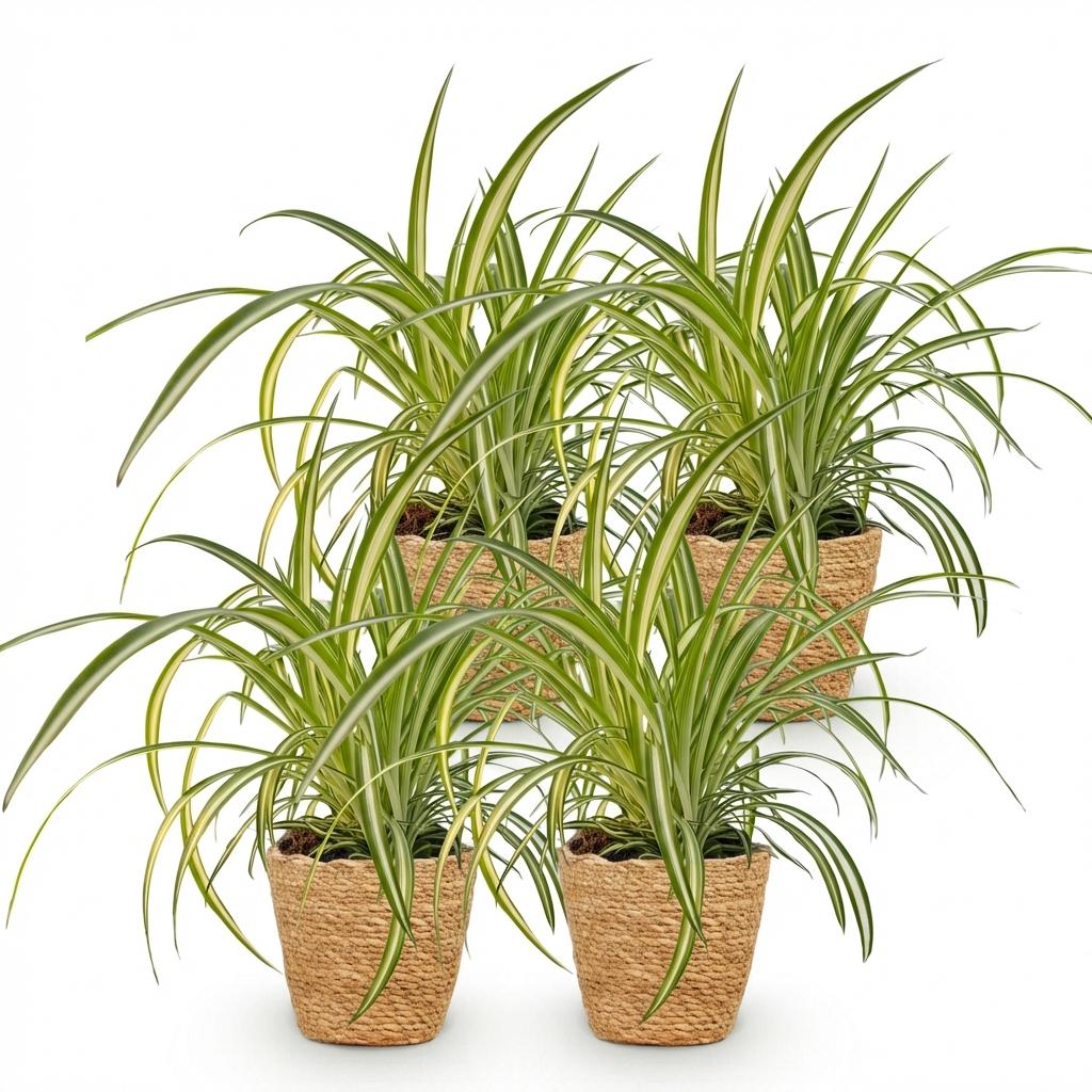 4× Chlorophytum comosum Variegatum (spider plant) with basket – Ø12 cm, 20 cm high – photo 2