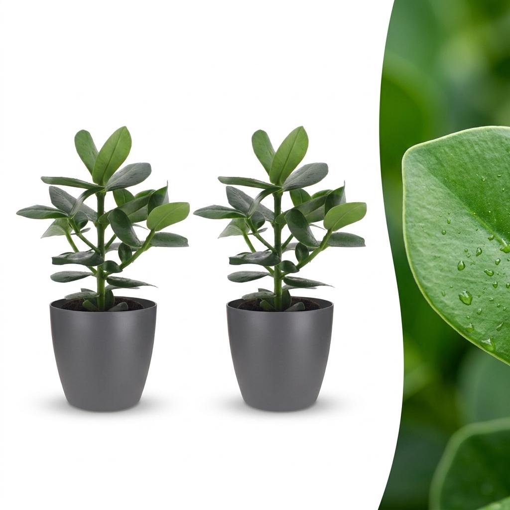 2× Clusia Princess in Potter-sierpot grijs – Ø12 cm, 40 cm hoog