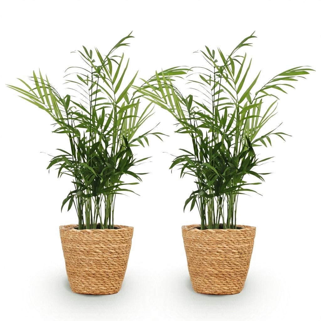 2× Goudpalm (Dypsis) met mand – Ø12 cm, 15 cm hoog