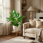 Spathiphyllum (lepelplant) in Potter-sierpot wit – Ø21 cm, 80 cm hoog