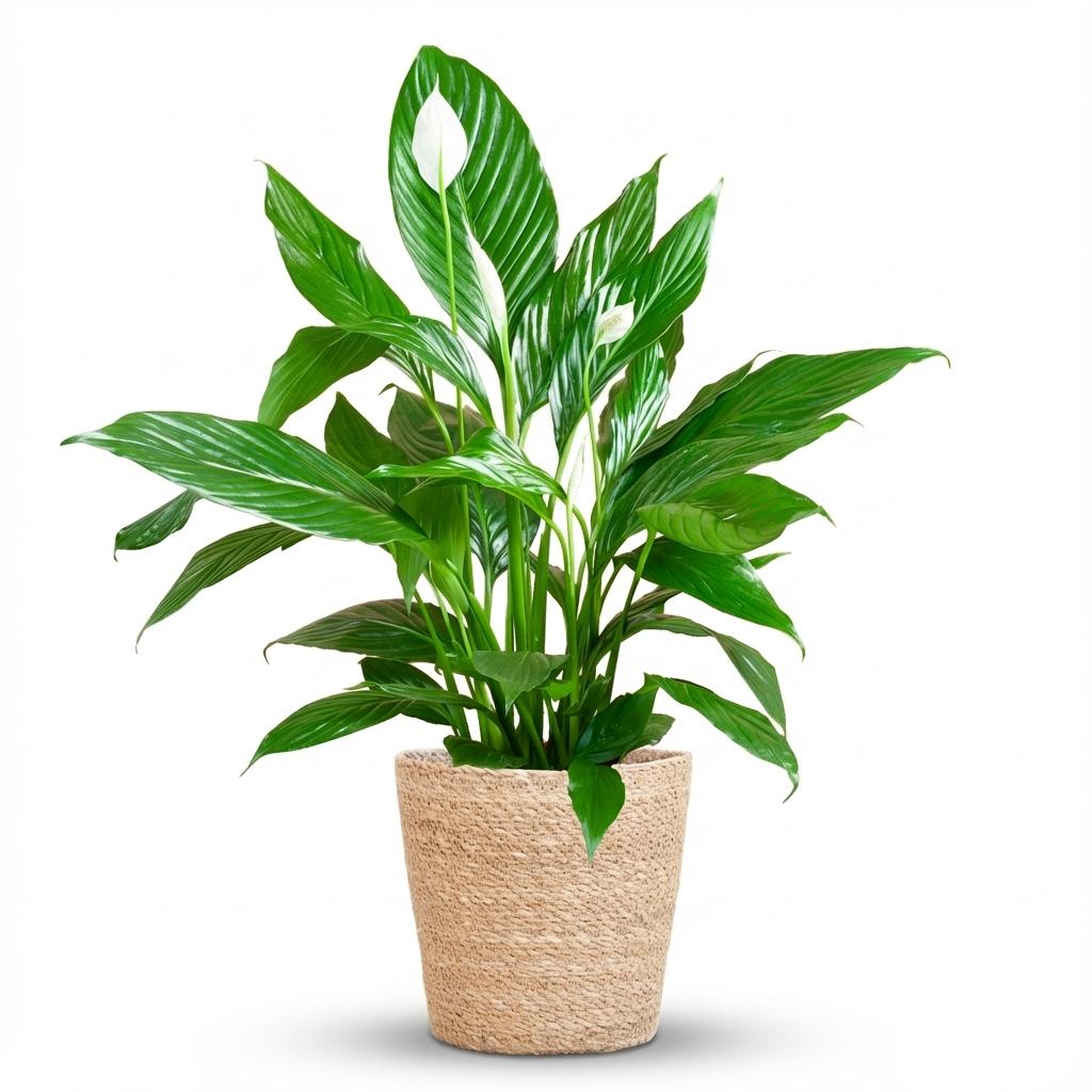 Spathiphyllum (fleur de lys) avec panier – Ø21 cm, 80 cm de haut
