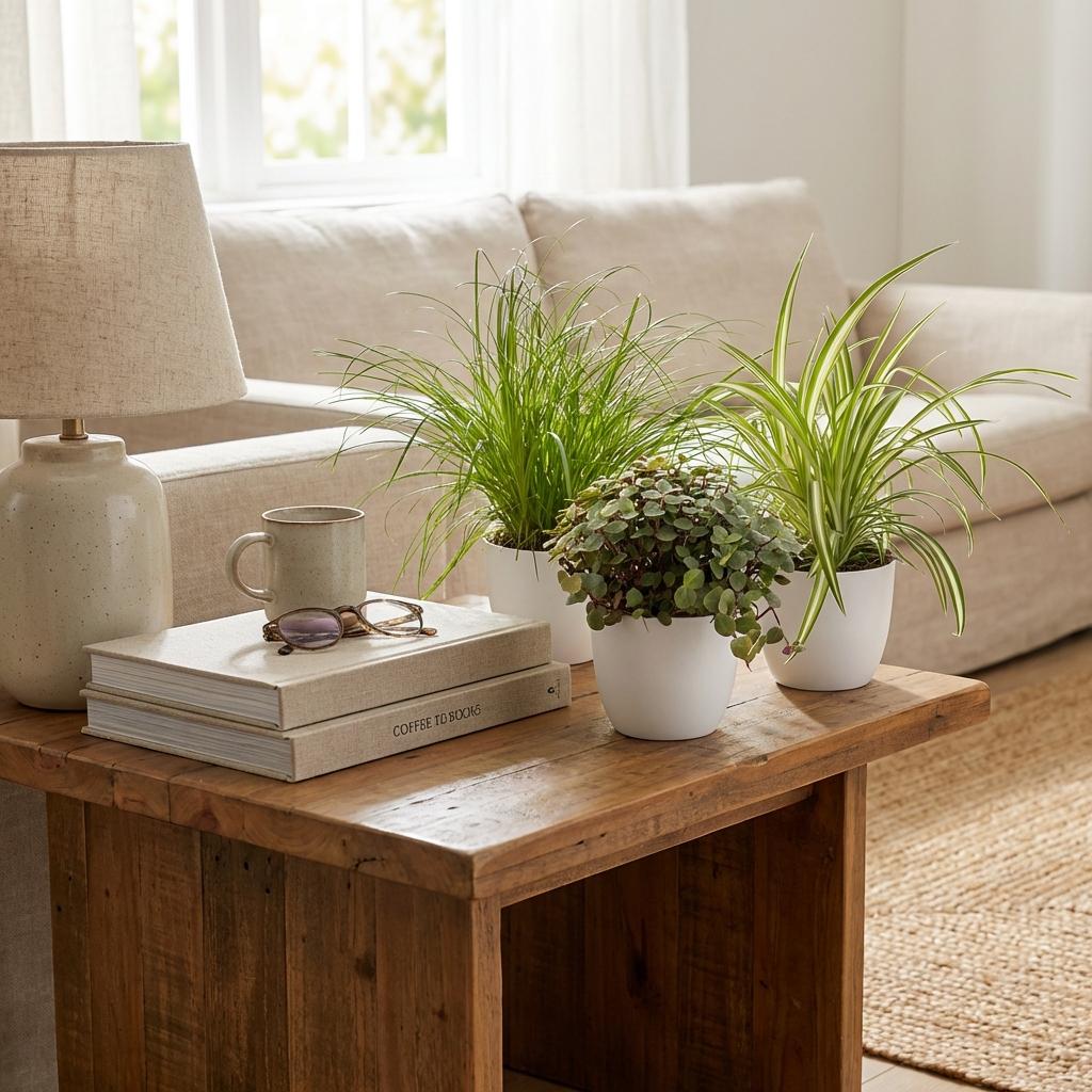 3× Callisia en pot de fleurs blanc – Ø12 cm, 20 cm de haut