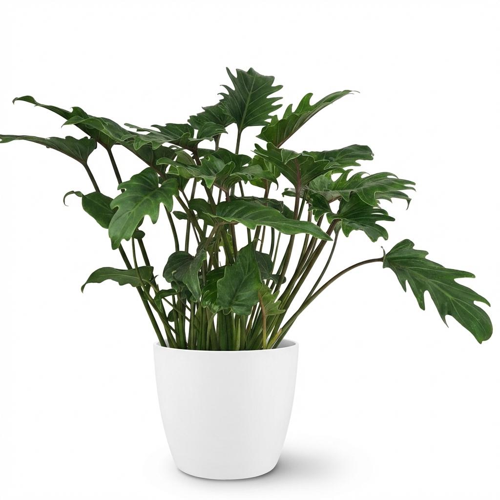 Philodendron Xanadu dans pot de présentation blanc – Ø19 cm, 60 cm de haut