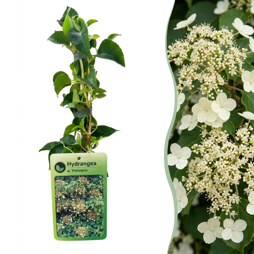 Hydrangea anomala petiolaris (hortensia grimpant) – blanc – 2 plantes, Ø9 cm, 35 cm de haut