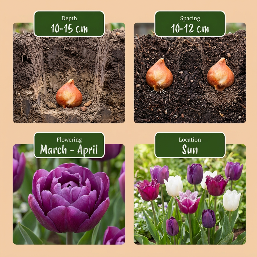 Tulpenmix 'Blueberry' – 48 Blumenzwiebeln (Zwiebelgröße 11/12)