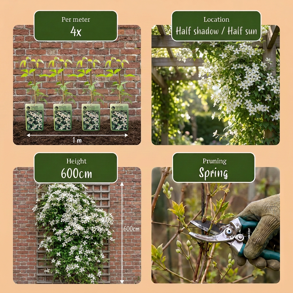 Clematis montana 'Wilsonii' (clématite grimpante) – blanc – 2 plants, Ø9 cm, 35 cm de haut – photo 6