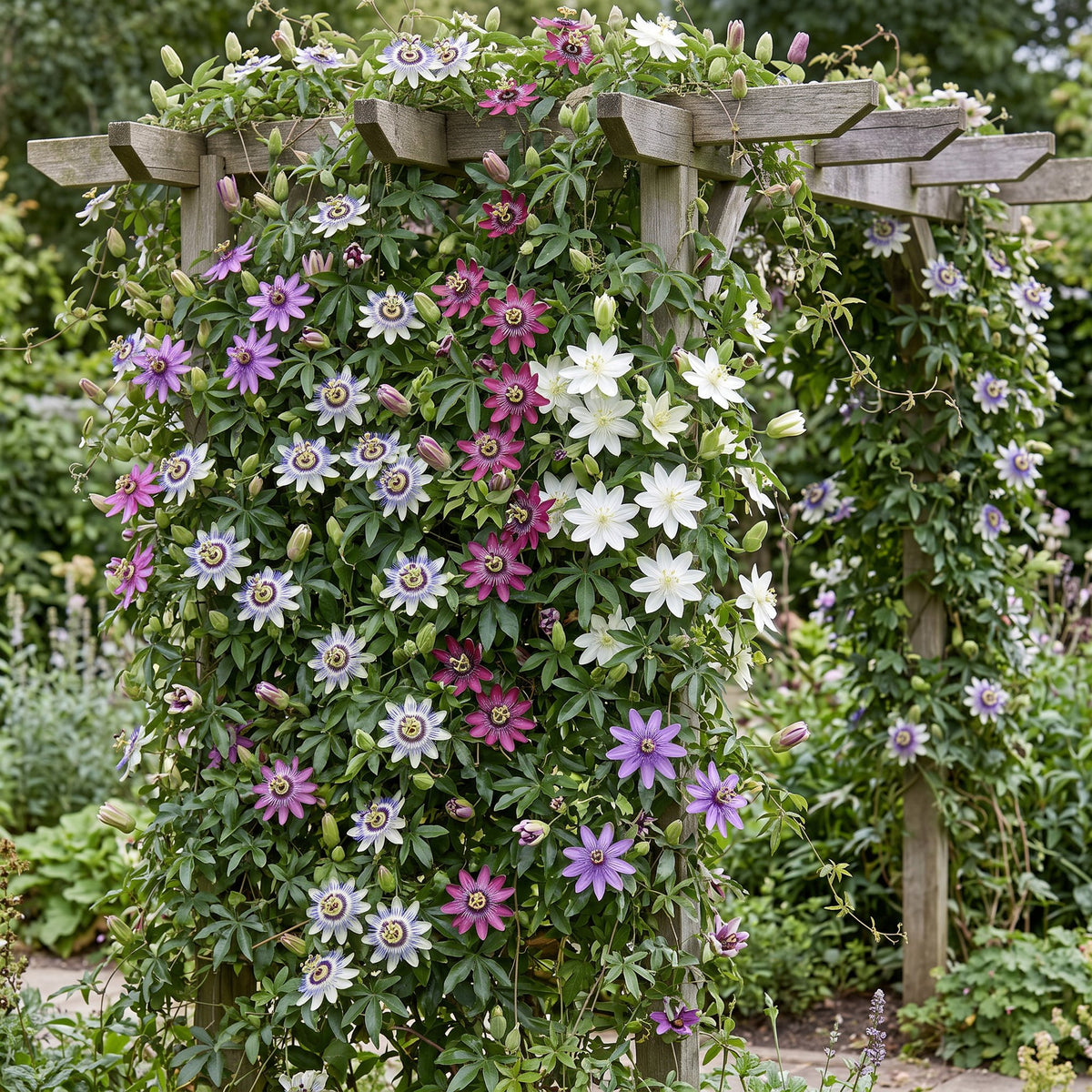 Passiflora 'Regenboog' (passiflore) – blanc-violet-rose – 12 plantes, Ø9 cm, 35 cm de haut – photo 4