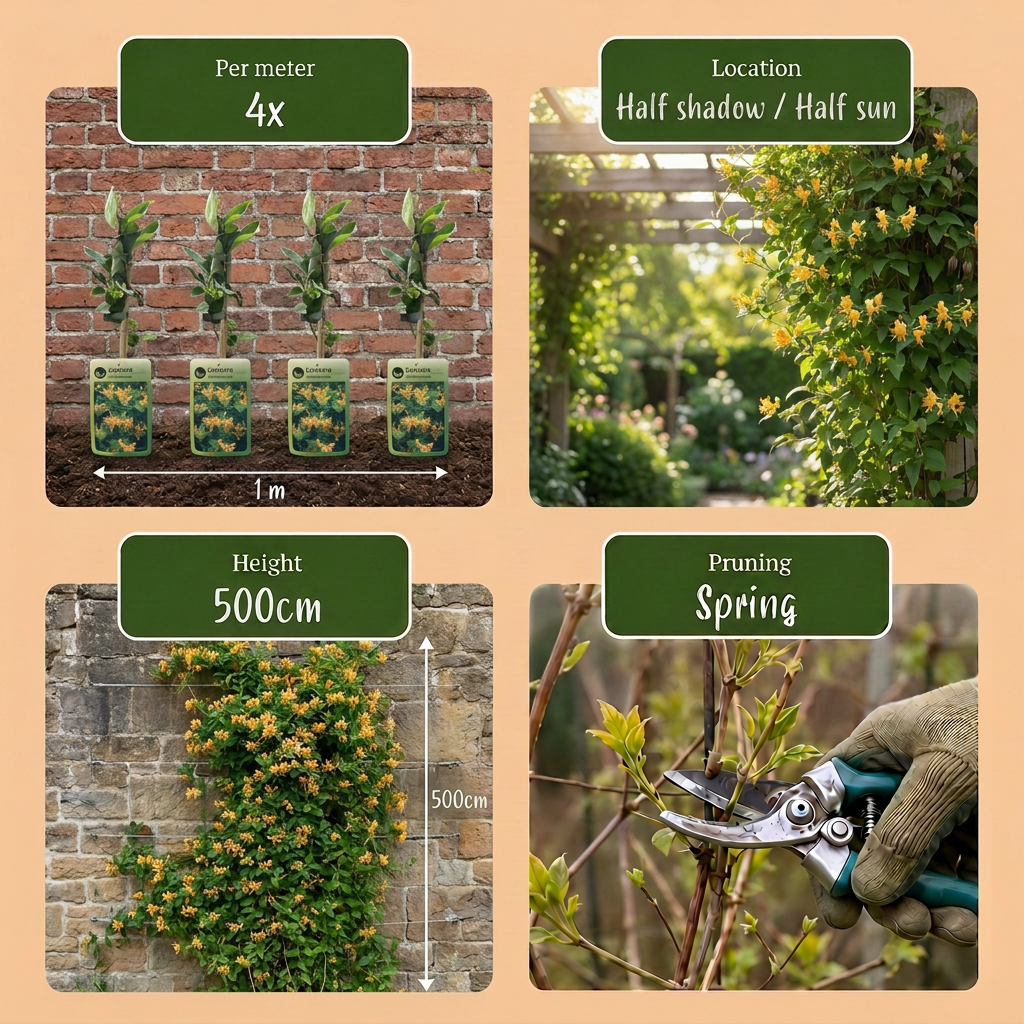Lonicera tellmanniana (Tellmanns kaprifolie) – orange-gul – 2 planter, Ø9 cm, 35 cm høj – billede 6