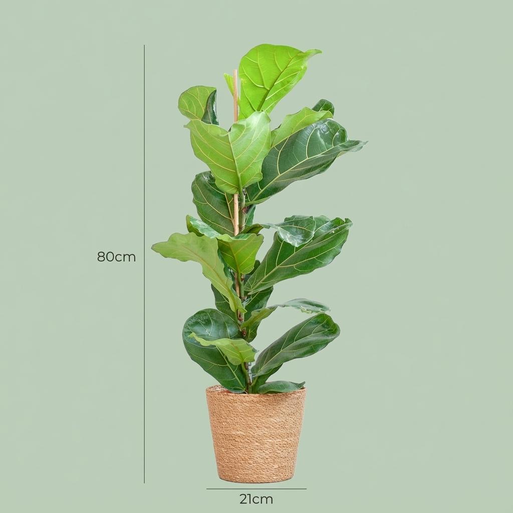 Ficus lyrata (vioolbladplant) met mand – Ø21 cm, 80 cm hoog