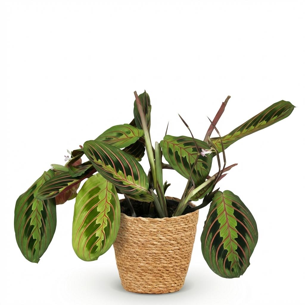 Maranta Fascinator Tricolour (plante prieuse) avec panier – Ø12 cm, 25 cm de haut – photo 2