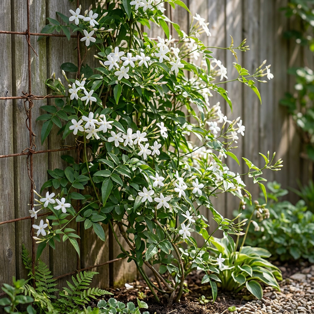 Jasminum officinale (echte jasmijn) – wit – 6 planten, Ø9 cm, 35 cm hoog