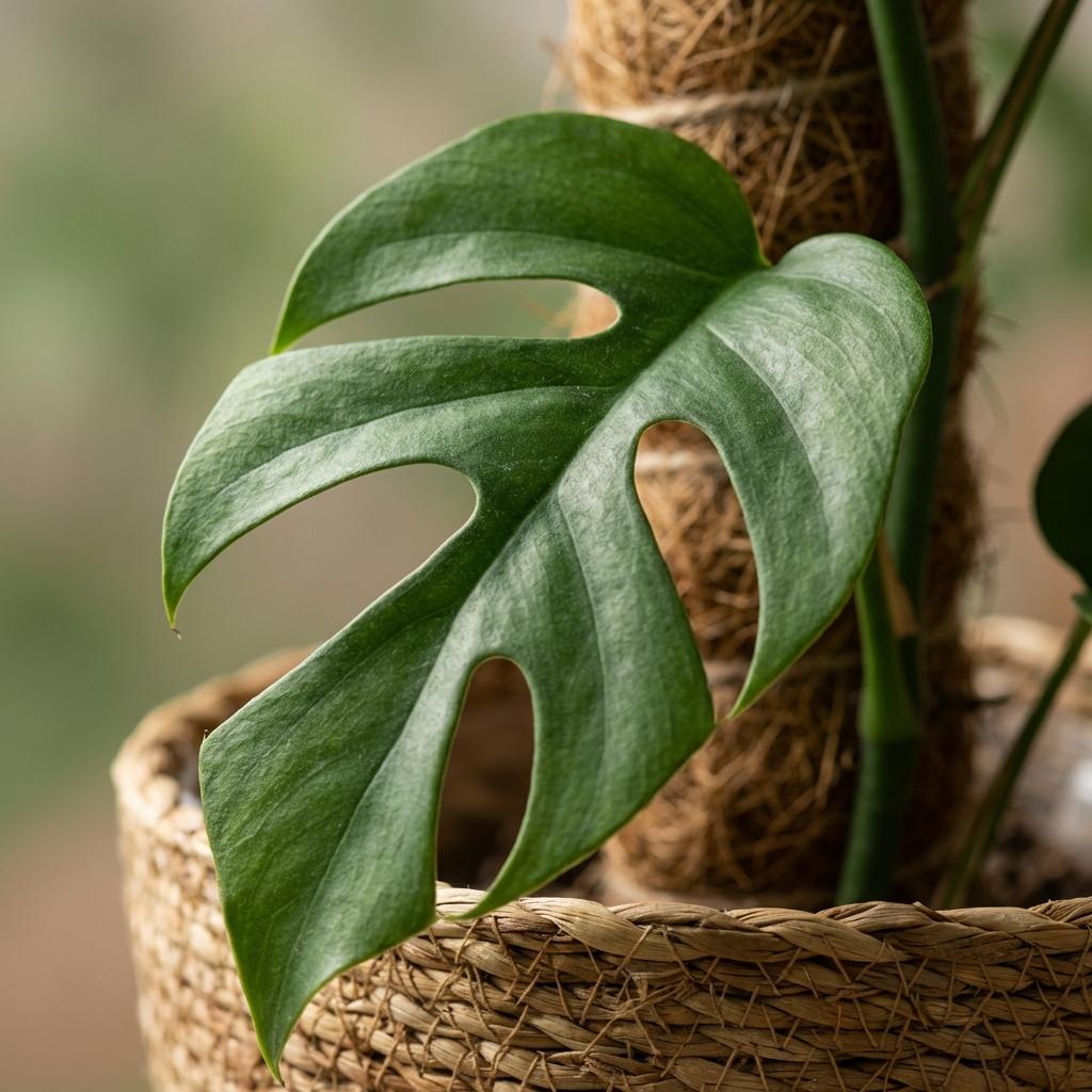 Monstera Minima (mini-monstera) avec panier – Ø19 cm, 90 cm de haut