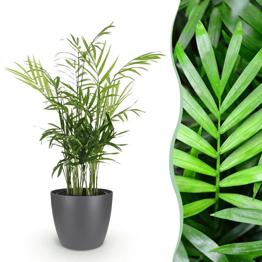 Guldfen (Dypsis) i grå potteskjuler – Ø12 cm, 15 cm høj