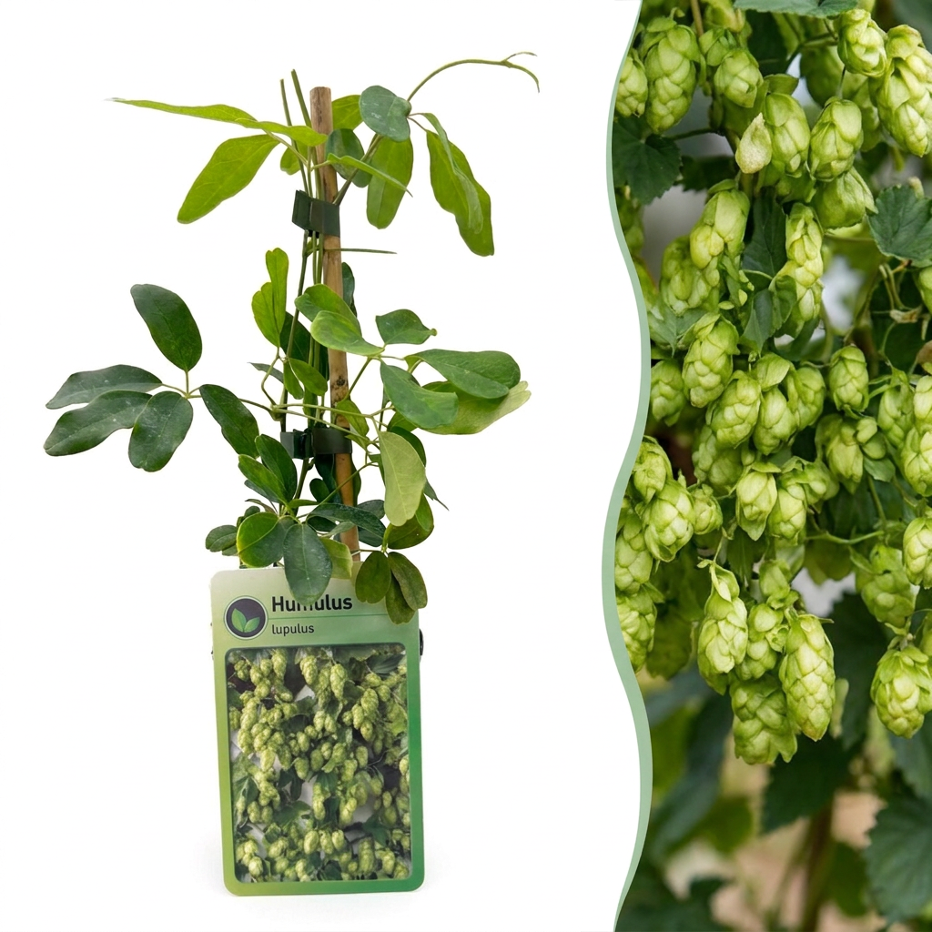 Humulus lupulus 'Nordbrau' (houblon Nordbrau) – 2 plants, Ø9 cm, 35 cm de haut