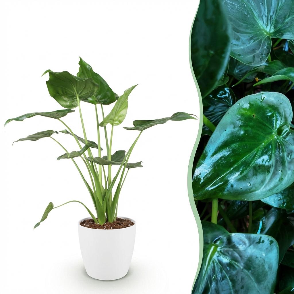 Alocasia Cucullata (elefantøre) i Potter-pyntepotte hvid – Ø21 cm, 65–70 cm høj