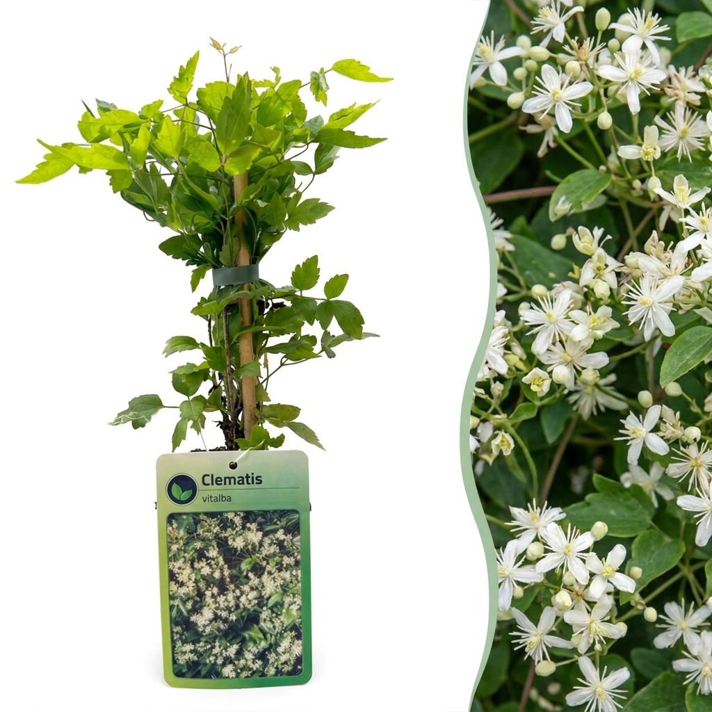 Clematis vitalba (Waldrebe) – weiß – 2 Pflanzen, Ø 9 cm, 35 cm hoch