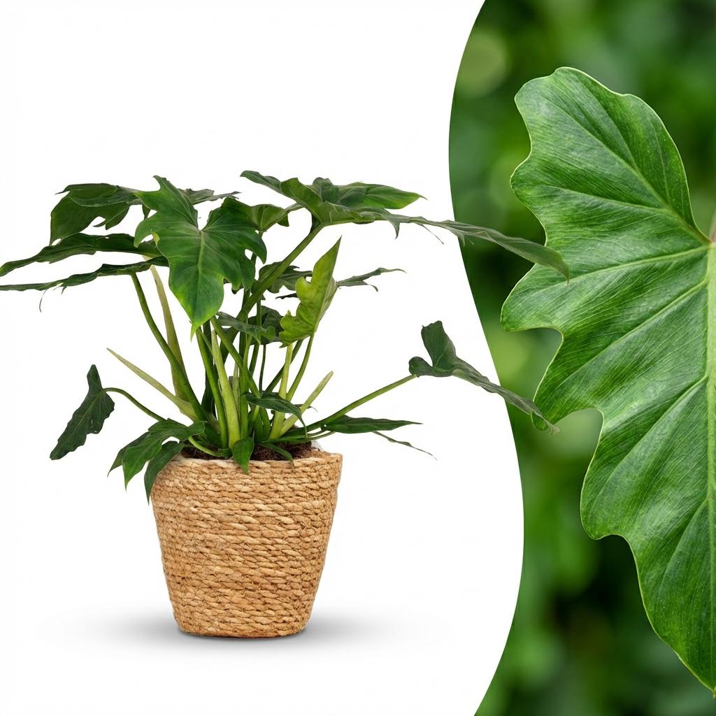 Philodendron Lacerum avec panier – Ø19 cm, 65 cm de haut