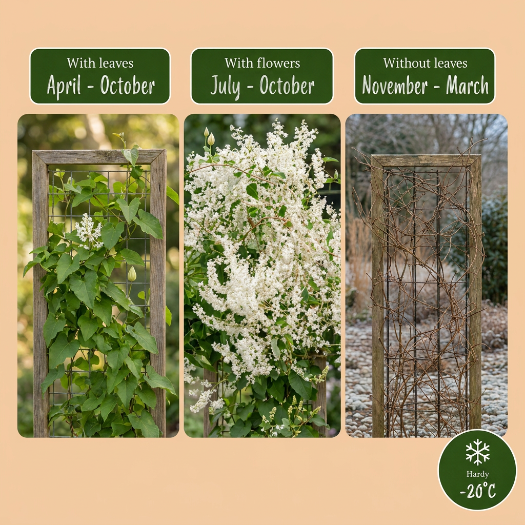 Fallopia aubertii (bruidssluierplant) – wit – 4 planten, Ø9 cm, 35 cm hoog