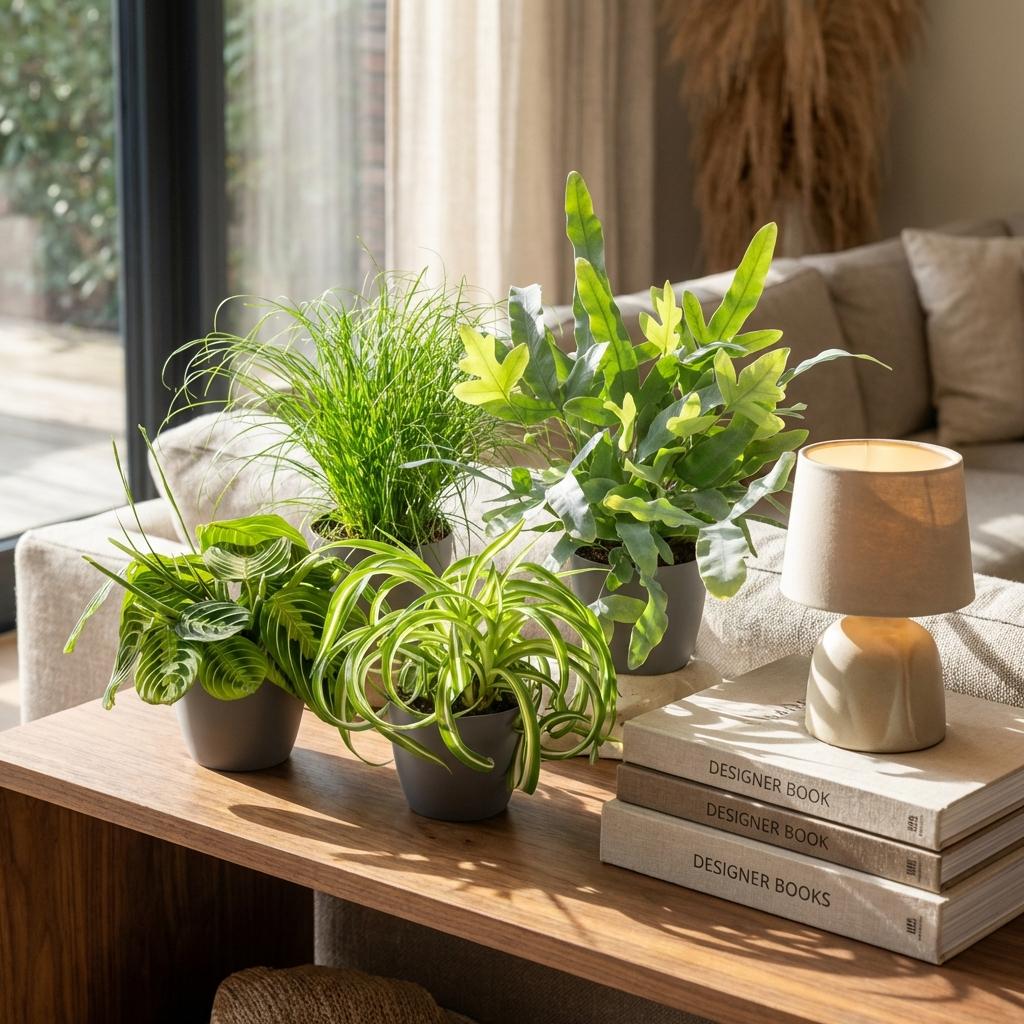 4× Maranta (bedplant) i Potter-pyntepotte grå – Ø12 cm, 25 cm høj – billede 4