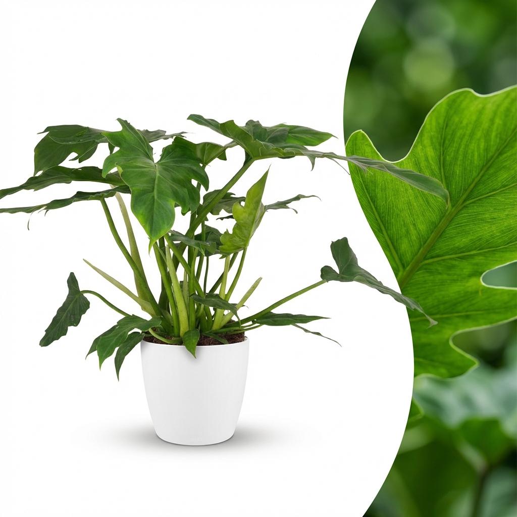 Philodendron Lacerum i Potter-pyntepotte hvid – Ø19 cm, 65 cm høj