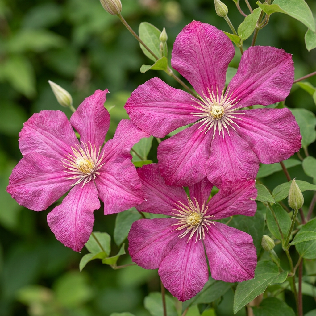 Clematis 'Ville De Lyon' (bosrank) – rood – 6 planten, Ø9 cm, 35 cm hoog