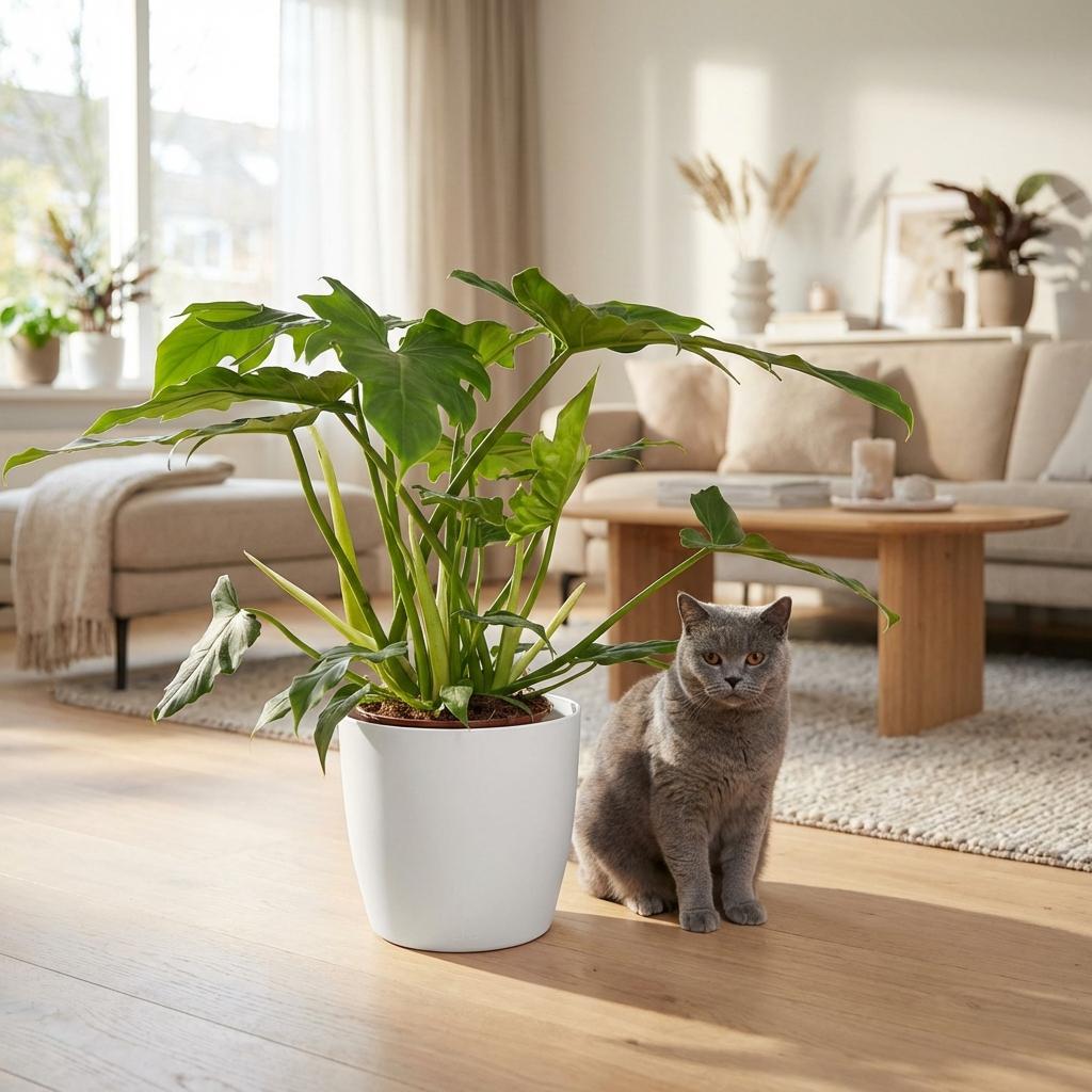 Philodendron Lacerum i Potter-pyntepotte hvid – Ø19 cm, 65 cm høj