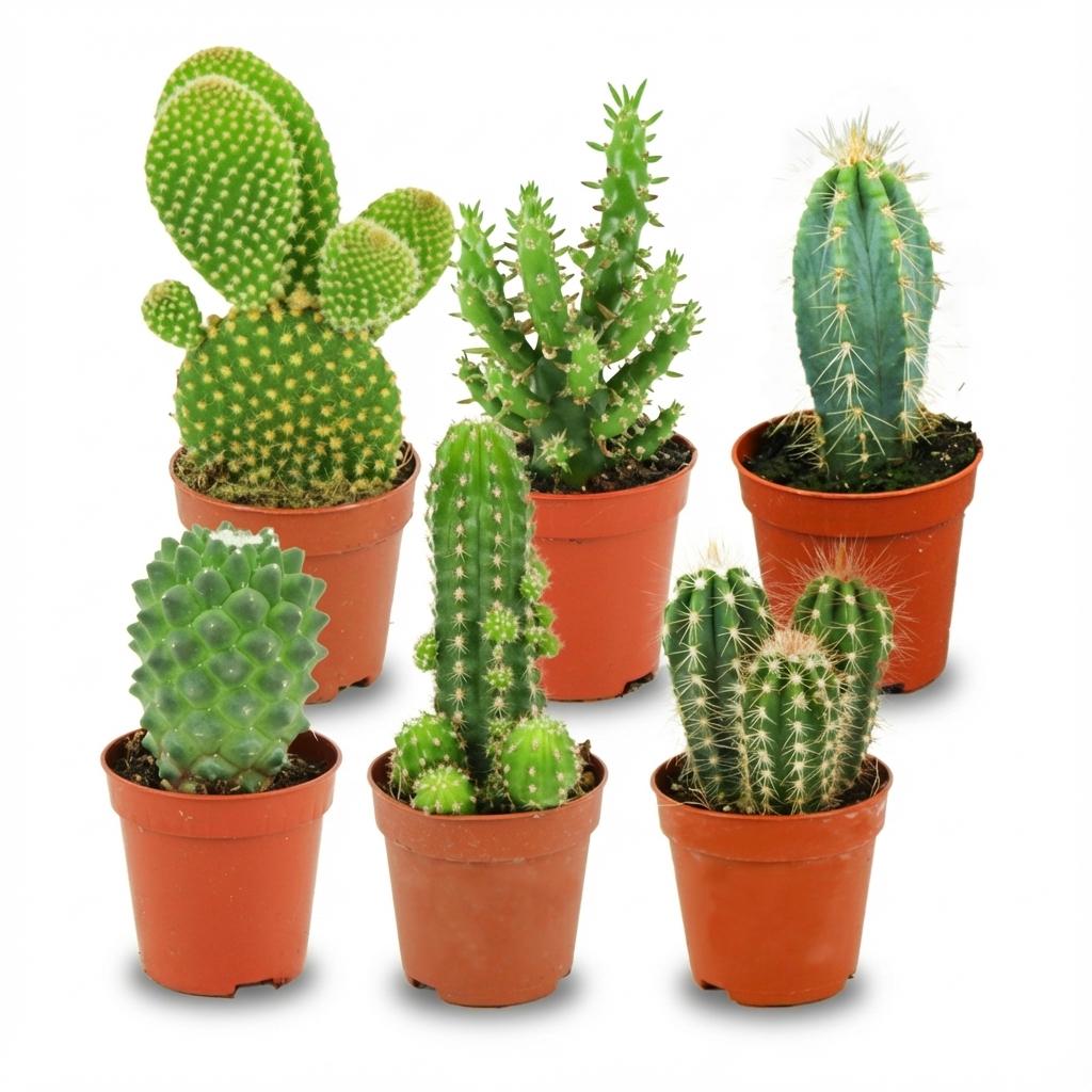 6× Mini-Kaktus-Set (Cactaceae) – Ø6 cm, 5–10 cm hoch