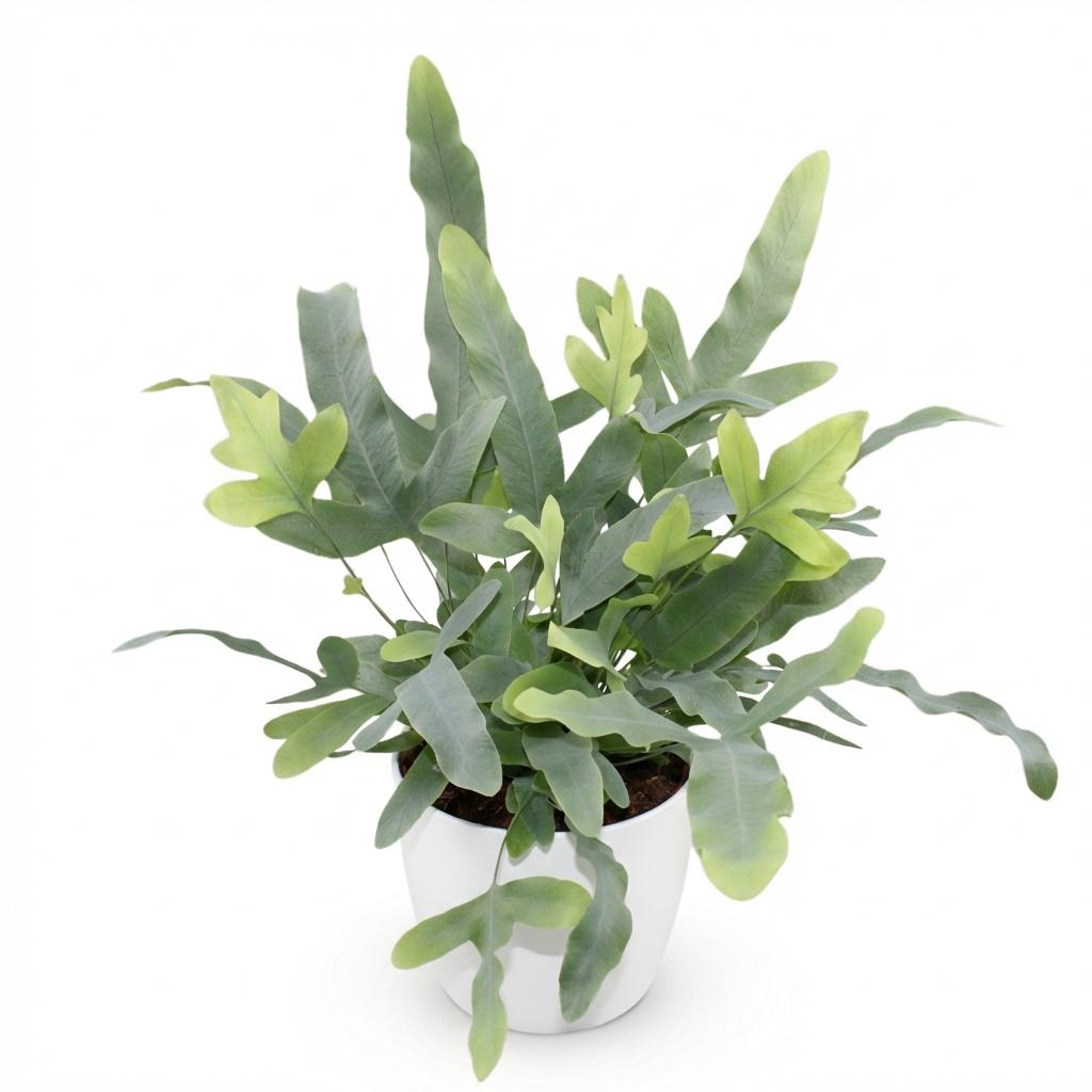 Phlebodium aureum Blue Star (blue star fern) in white decorative pot – Ø12 cm, 25 cm high – photo 2