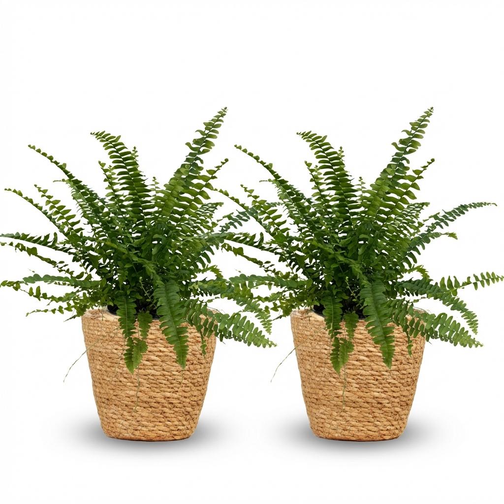 2× Nephrolepis exaltata Green Lady (fougère-épée) avec panier – Ø12 cm, 25 cm de haut