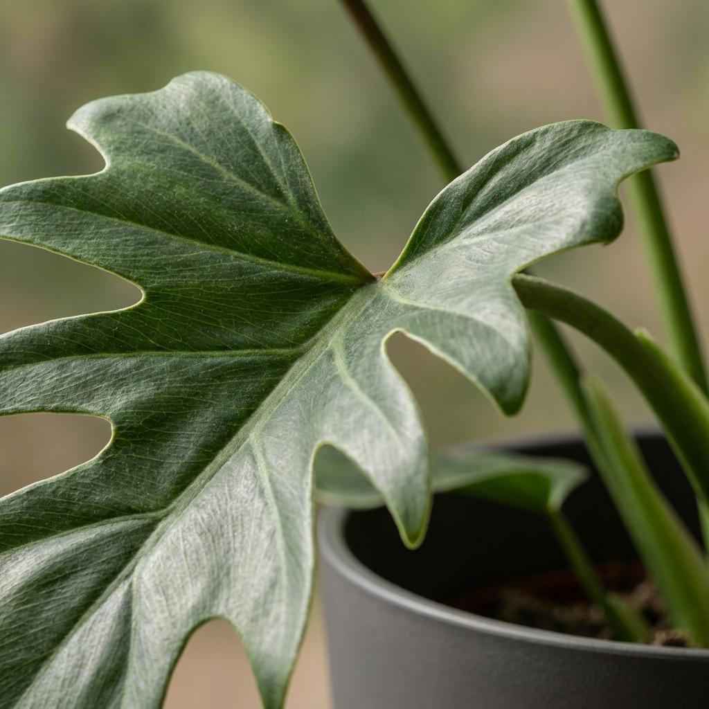 Philodendron Lacerum dans pot de présentation gris – Ø19 cm, 65 cm de haut