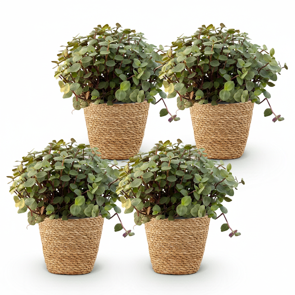 4× Callisia repens med kurv – Ø12 cm, 17–20 cm høj