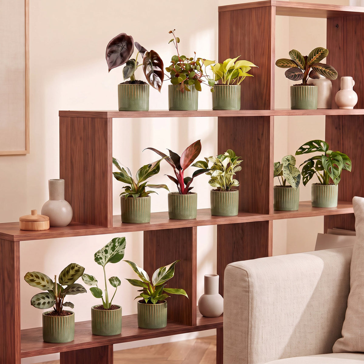 12× Coffret surprise de plantes d’intérieur incl. Linnea Olive – Ø6 cm, 5–15 cm de haut