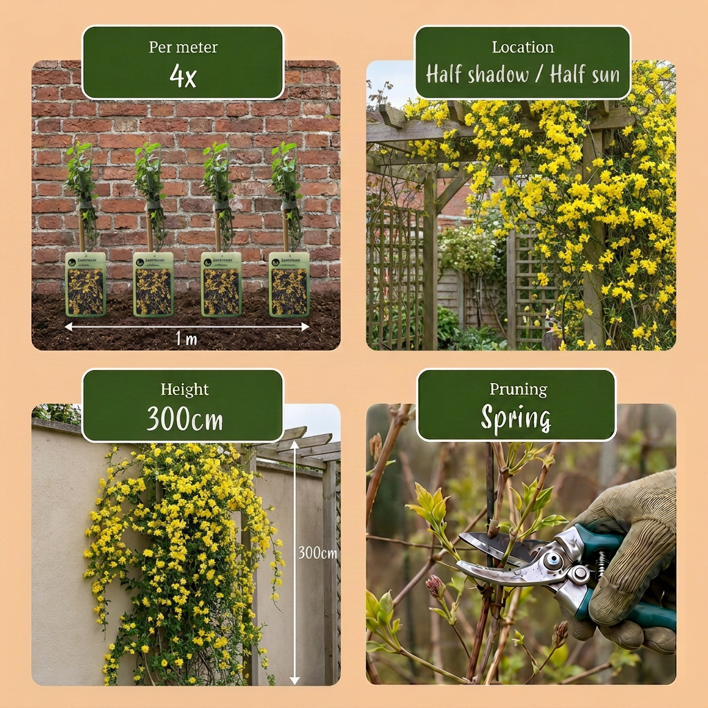 Jasminum nudiflorum (jasmin d'hiver) – jaune – 4 plantes, Ø9 cm, 35 cm de haut – photo 6
