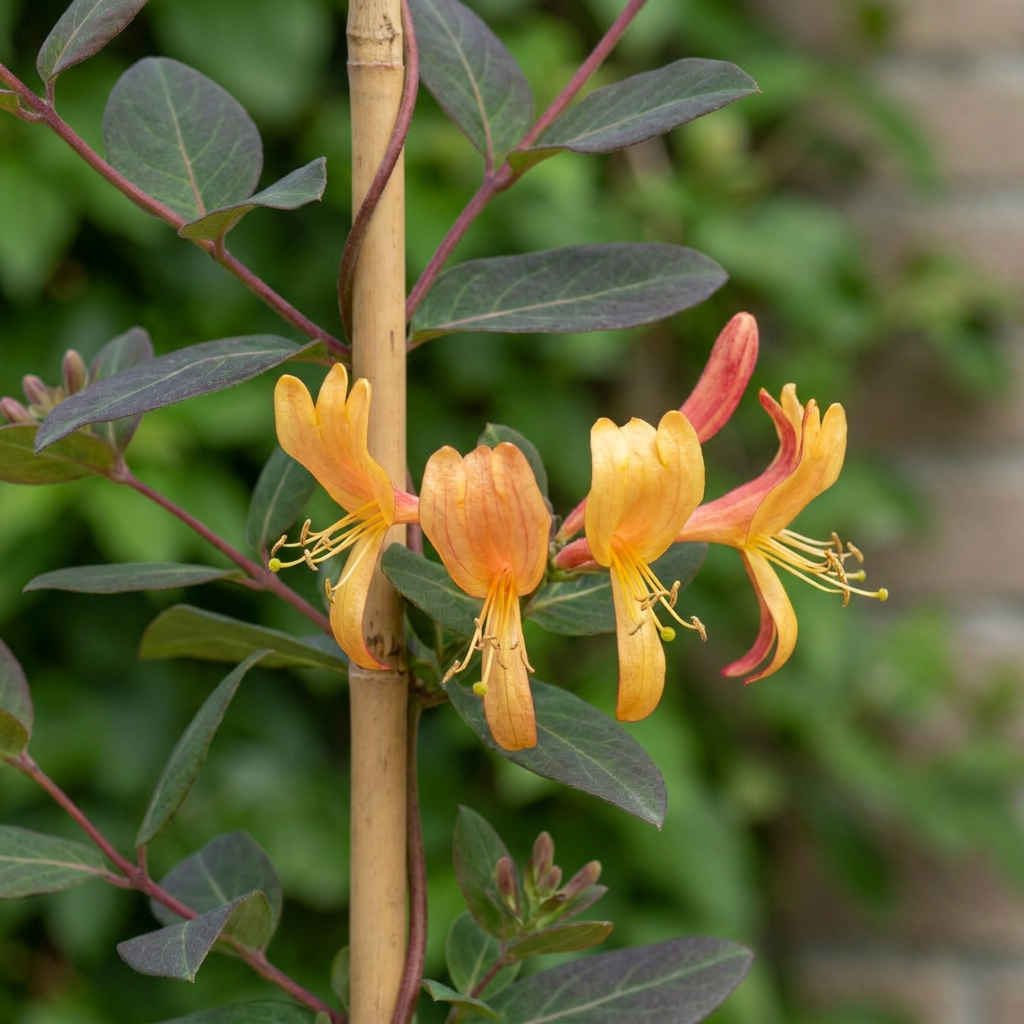 Lonicera tellmanniana (Tellmann's honeysuckle) – orange-yellow – Ø9 cm, 35 cm high – photo 3