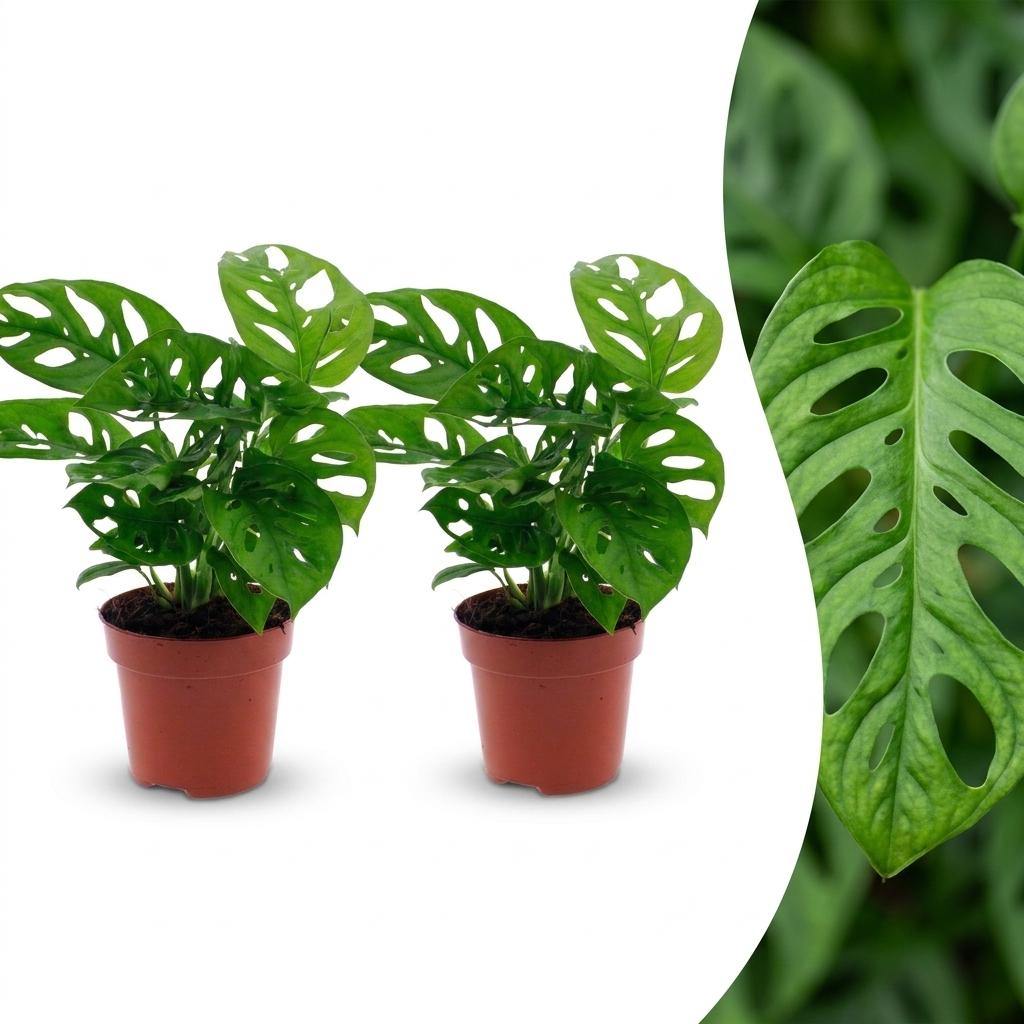 2× Monstera adansonii (Mini-Monstera) – Ø12 cm, 25 cm hoch