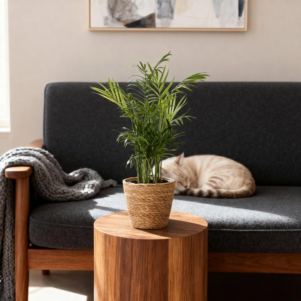 Guldfers (Dypsis) med kurv – Ø12 cm, 15 cm høj