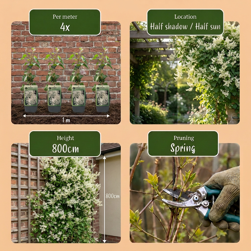 Fallopia aubertii (bruidssluierplant) – wit – 4 planten, Ø9 cm, 35 cm hoog