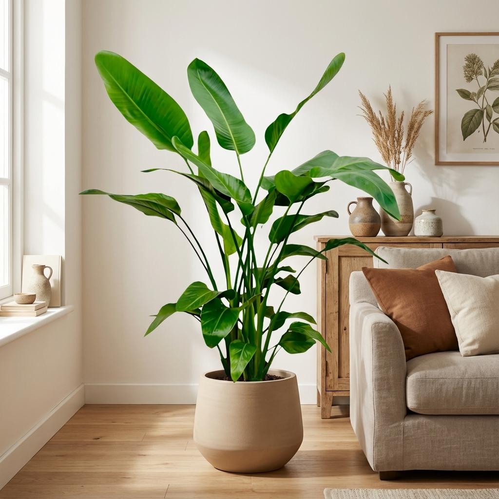 Strelitzia nicolai (hvid paradisfugleblomst) – Ø21 cm, 150 cm høj