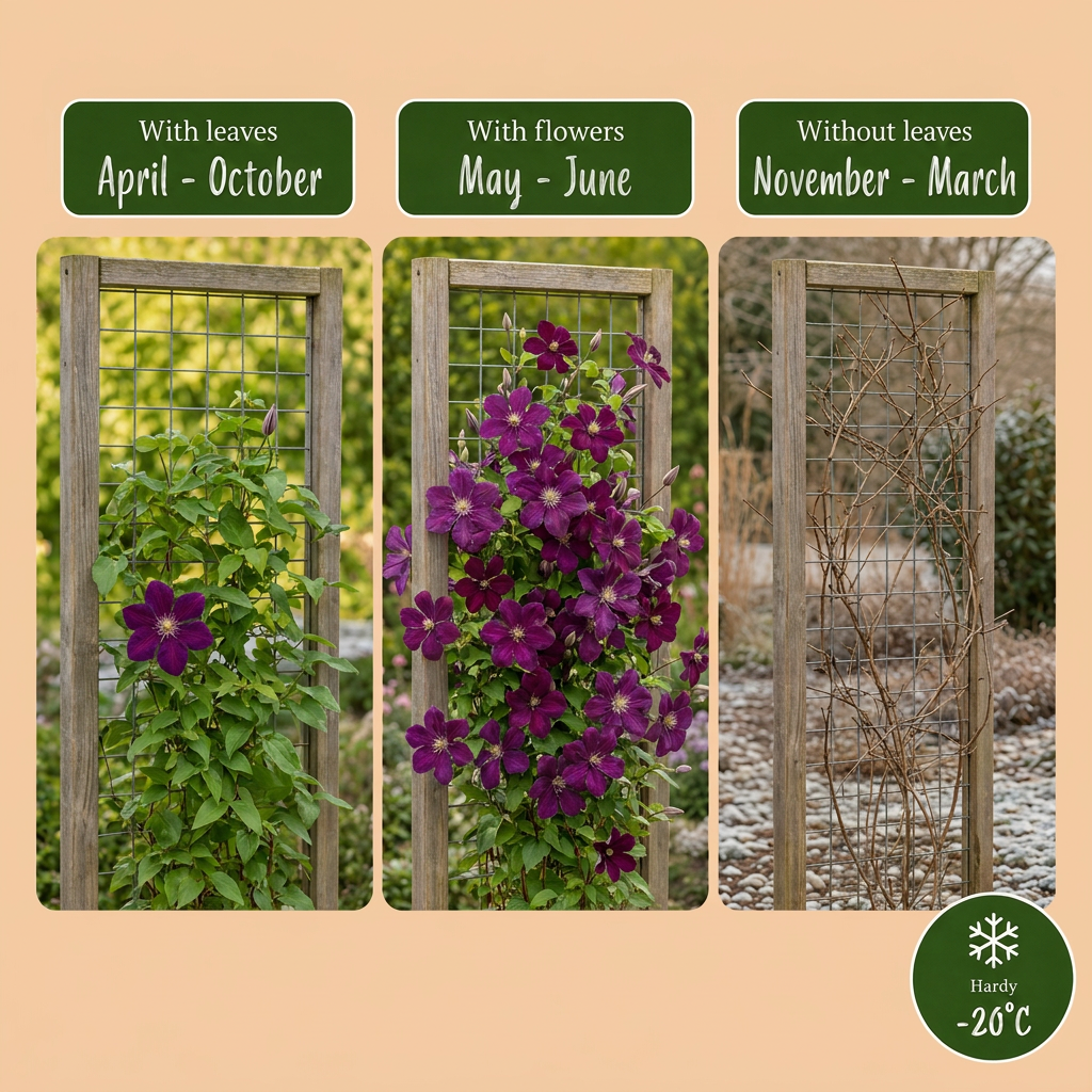Clematis 'Warszawska Nike' (bosrank) – rood – 2 planten, Ø9 cm, 35 cm hoog