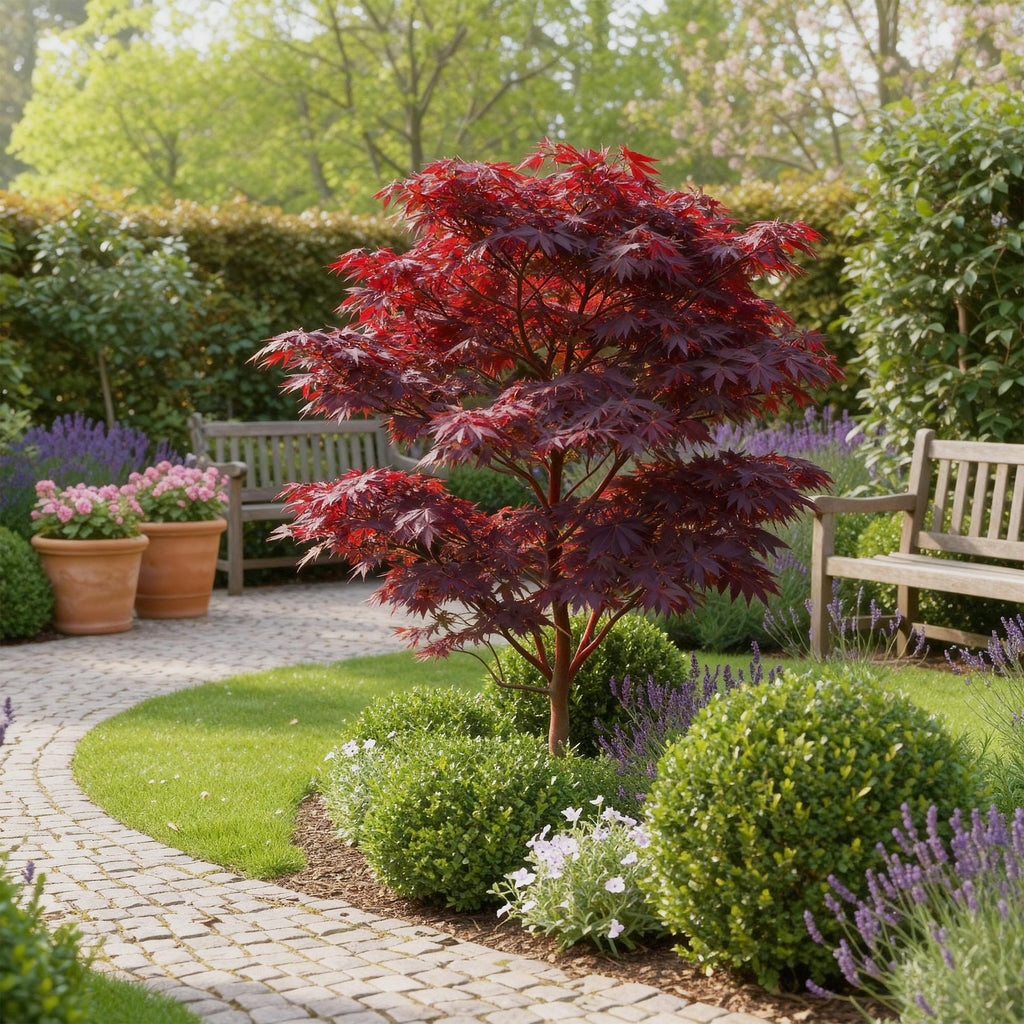 Acer palmatum 'Atropurpureum' (Japanese maple) – purple – 3 plants, Ø12 cm, 35 cm high – photo 5