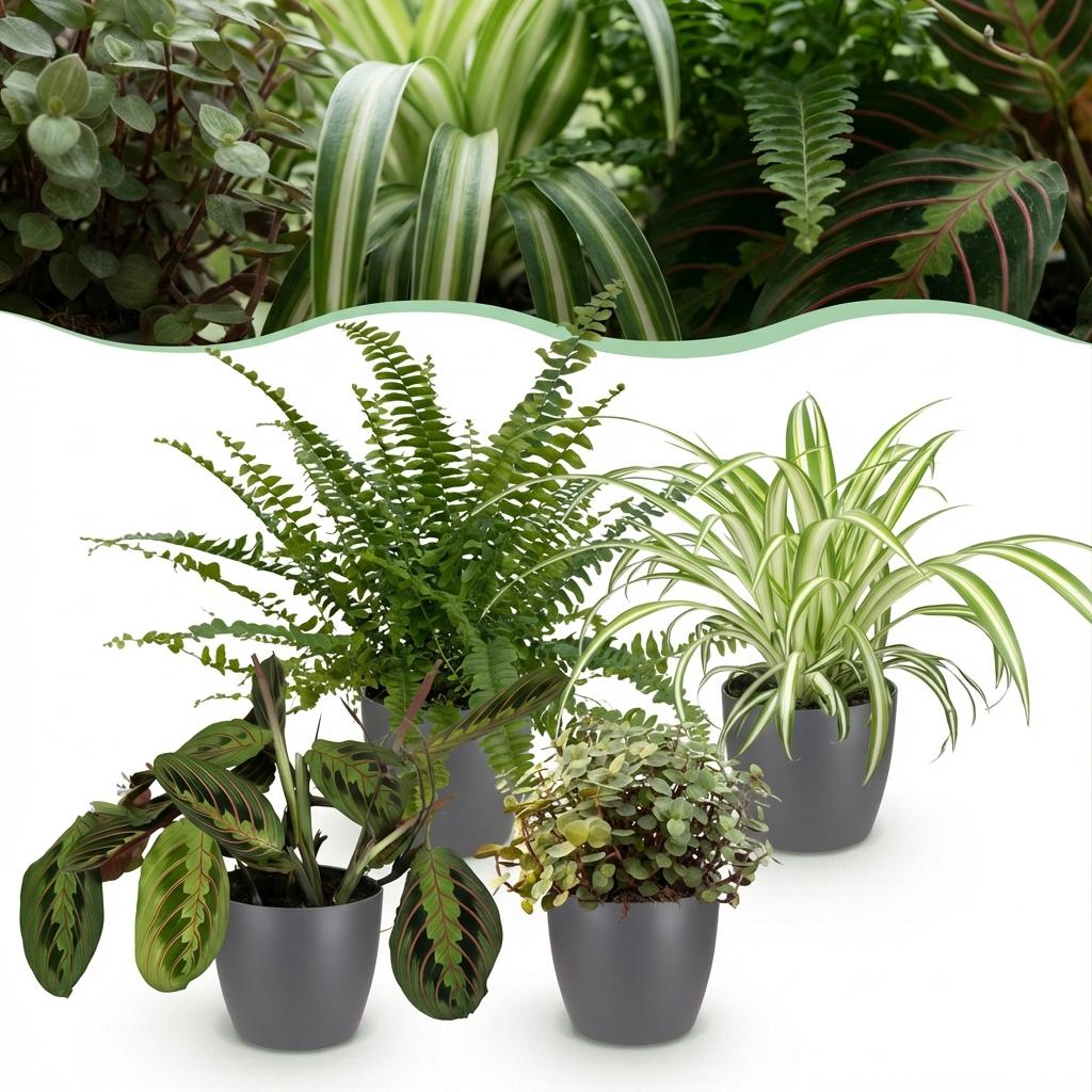 4× Callisia in Potter-sierpot grijs – Ø12 cm, 25 cm hoog