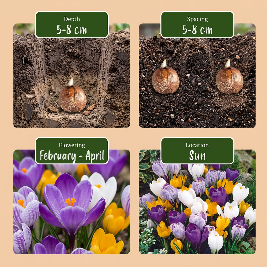 Mélange de crocus à grandes fleurs – 60 bulbes (calibre 7/8)