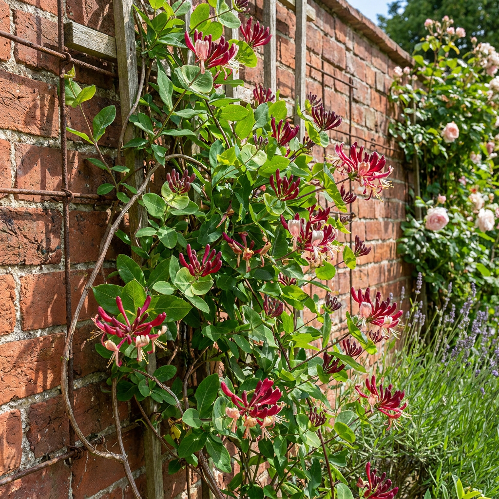 Lonicera periclymenum 'Serotina' (Geißblatt) – violett-gelb – 2 Pflanzen, Ø 9 cm, 35 cm hoch – Bild 4