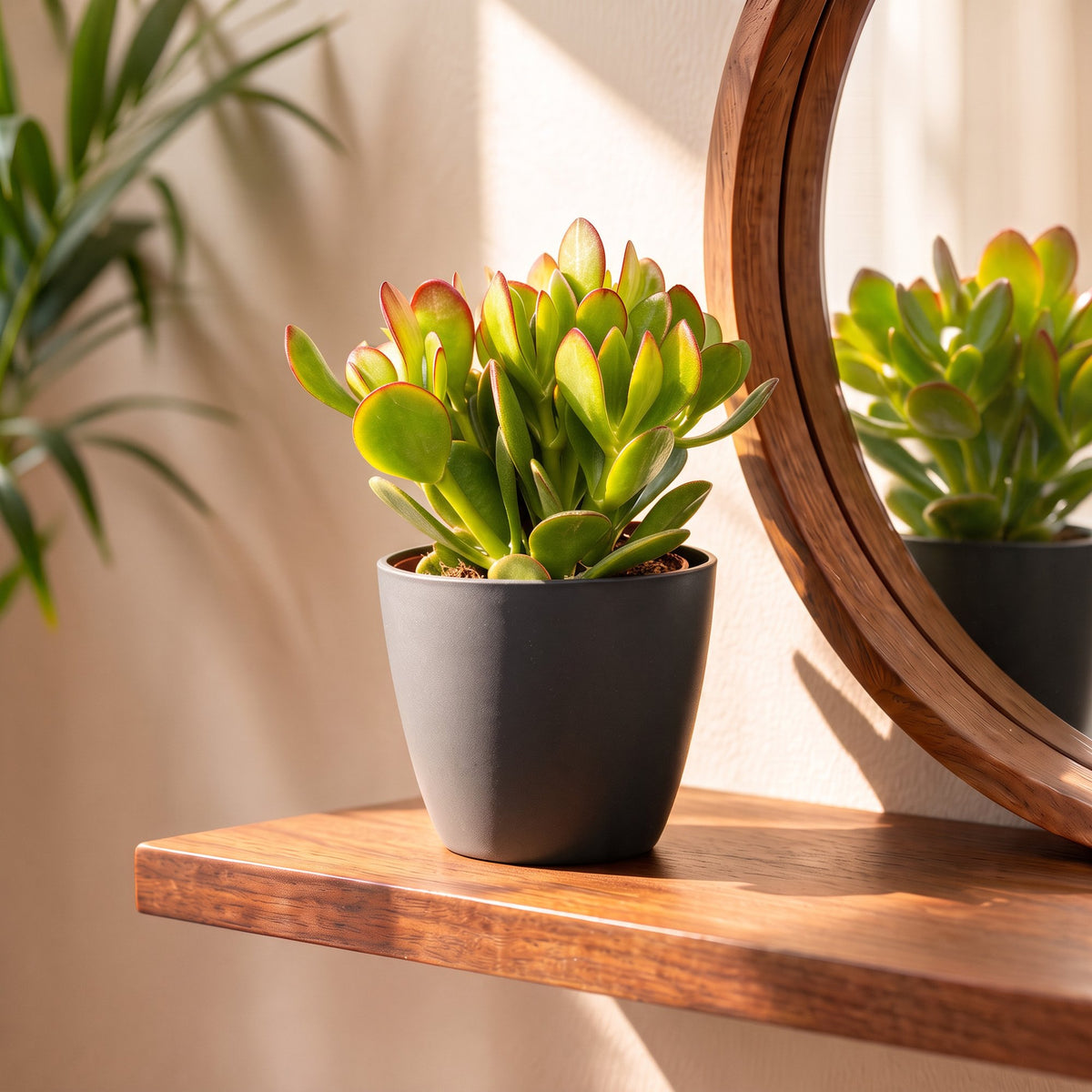 4× Crassula ovata (Jade-Pflanze) im grauen Topf – Ø 12 cm, 16 cm hoch – Bild 3