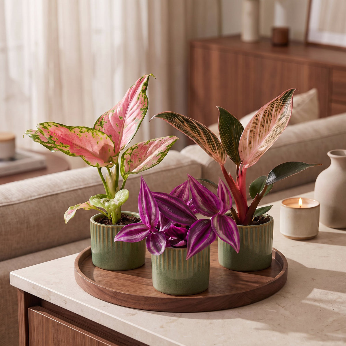 3× Babyplantjes Paradise Mix incl. Linnea Olive – Ø6 cm, 10–15 cm hoog