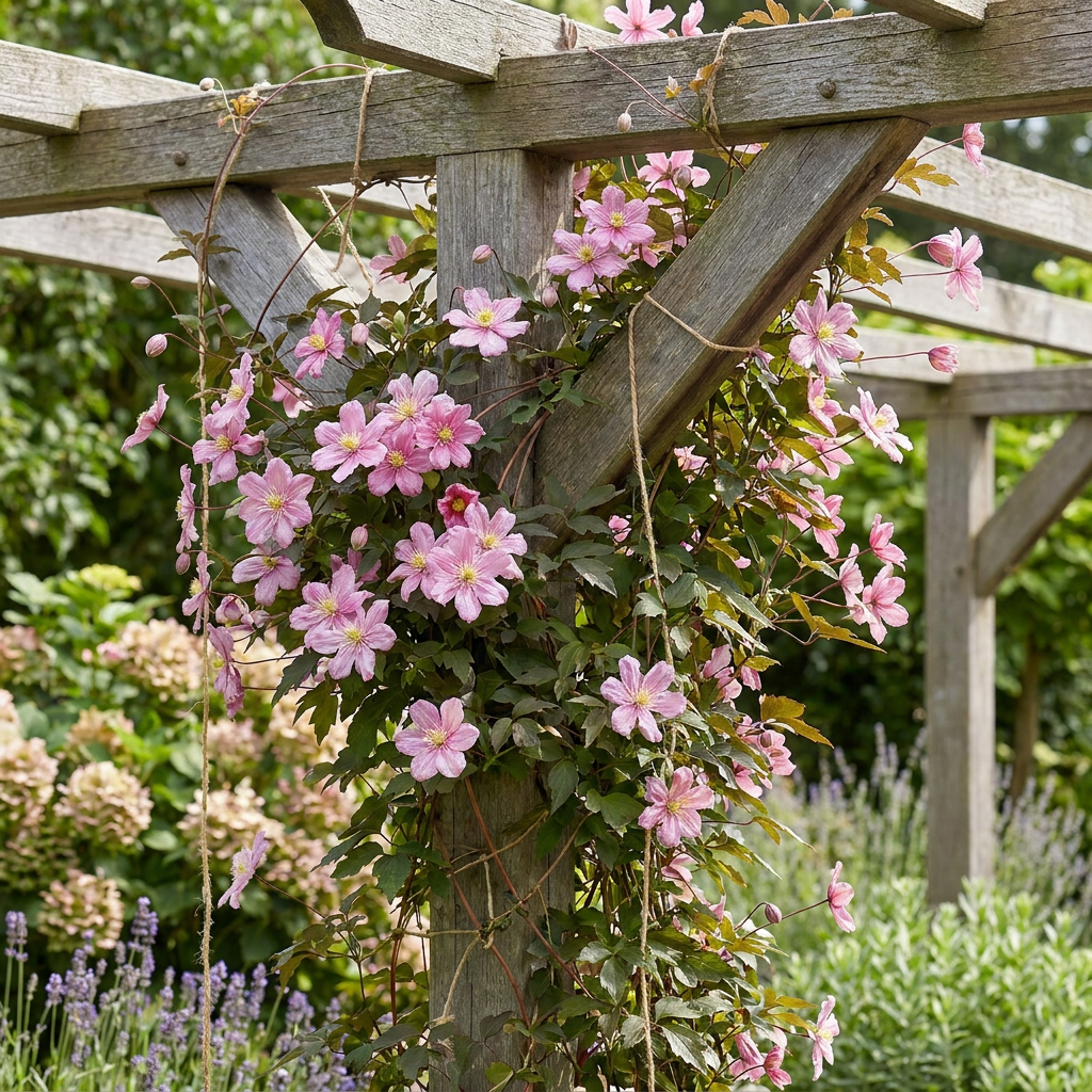 Clematis montana 'Marjorie' (clématite montante) – rose – 2 plants, Ø9 cm, 35 cm de haut – photo 4